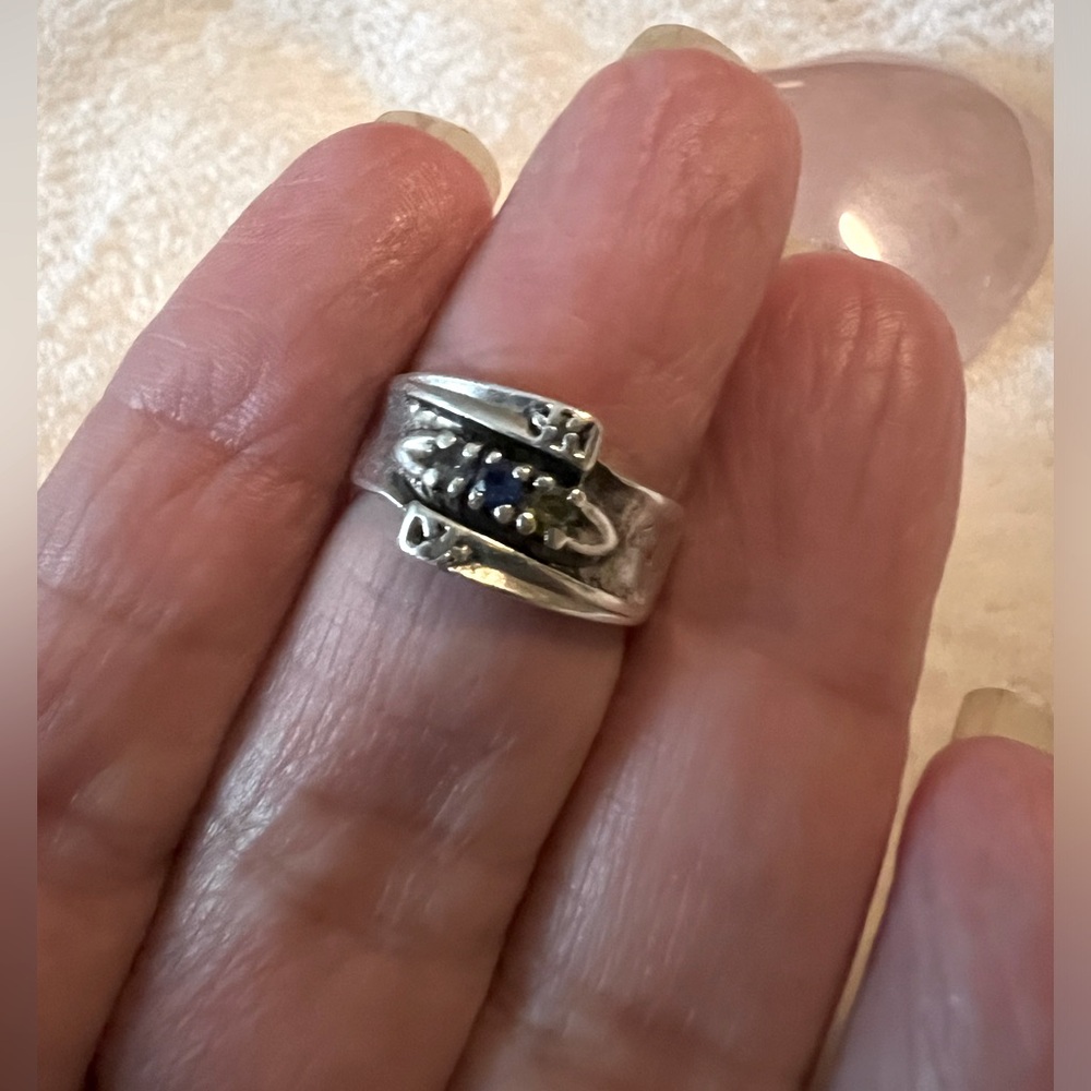 Genuine Native Thunderbird Hopi Vintage Diamond, Sapphire, Topaz, Citrine Ring
